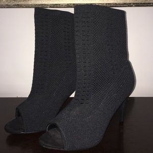 Jet Black Open Toe Boots size 11w